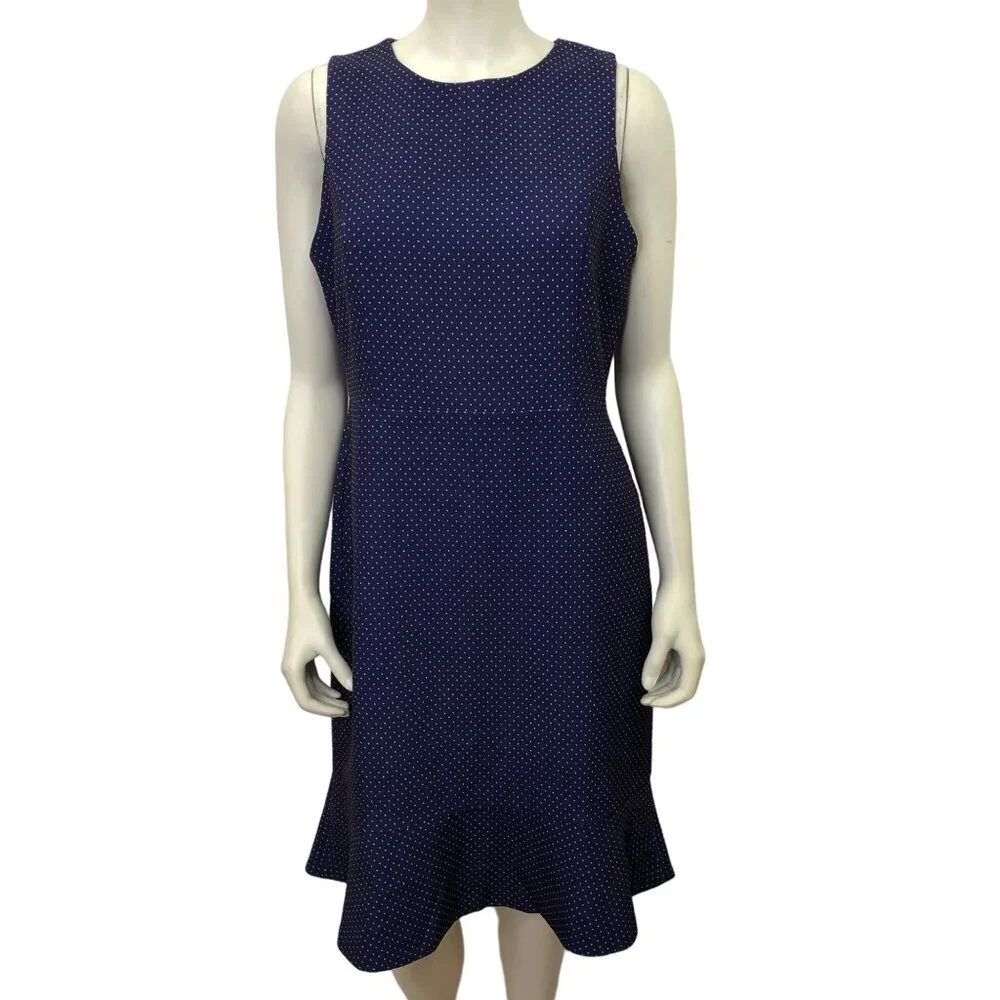 J CREW NAVY POLKA DOT SHEATH DRESS SIZE 10